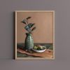 Eucalyptus and Kiwi Still Life Art Print, Botanical Wall Art, Green Plant Decor | Prints by The Ugly Cat Studio