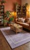 Hand-Tufted Wool Area Rug, Lavender Dotted Border, Cozy Earthy Living Room Carpet | Rugs by Krafcreation. Item composed of cotton compatible with minimalism and contemporary style
