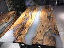 Live Edge Epoxy Table - Smoke Epoxy Resin Dining Table | Tables by Tinella Collection. Item made of wood with metal works with contemporary & art deco style