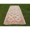 Handwoven Pastel Wool Turkish Oushak Runner | Runner Rug in Rugs by Vintage Pillows Store. Item composed of cotton and fiber