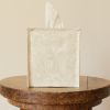 Cream Vegan Leather Single Tissue Box Cover | Decorative Box in Decorative Objects by Vantage Design