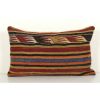 Ethnic Turkish Striped Wool Lumbar Kilim Pillow, Anatolian | Cushion in Pillows by Vintage Pillows Store. Item composed of cotton