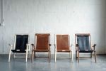 Sling Chairs | Accent Chair in Chairs by Fernweh Woodworking. Item made of walnut with leather