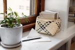 Storage Organizer with Rattan Rim | Stripe Noir | Storage Bin in Storage by NEEPA HUT. Item made of wood