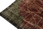 1960s Vintage Art Deco Rug in Red, Green, Black, Distressed Geometric Pattern | Area Rug in Rugs by Rug and Kilim