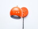 Pivoting Head Bedside Reading Wall Light, Orange & Gold | Sconces by Retro Steam Works. Item composed of fabric and metal in mid century modern or industrial style