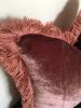 Berry Pink Silk Velvet Pillow with Dusty Pink Fringe Trim | Pillows by Velvet Fringe. Item compatible with boho and eclectic & maximalism style