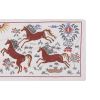 Suzani Tapestry With Horse Design, Animal Pictorial Red Silk | Table Runner in Linens & Bedding by Vintage Pillows Store