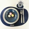 Irregular indigo blue felt placemats and coaster. Set of 2 | Tableware by DecoMundo Home. Item composed of fabric & aluminum compatible with minimalism and industrial style