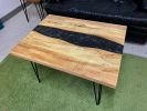 Live Edge Spalted Maple Resin River Coffee Table | Tables by Carlberg Design. Item made of maple wood with steel works with minimalism & modern style