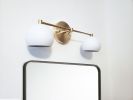 2-Light Vanity Mirror Sconce - Brushed Brass & White | Sconces by Retro Steam Works. Item composed of metal