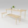Solid Wooden Dining Table With Bench, Farmhouse Wood Dine Ta | Tables by Picwoodwork. Item composed of oak wood