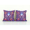 Suzani Silk on Silk Pillow, Set of Two Uzbek Silk Purple Emb | Cushion in Pillows by Vintage Pillows Store