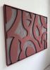 Textured 3D Geometric Wall Art: Burgundy & Taupe Relief Painting, Plaster Concrete Sculpture | Wall Sculpture in Wall Hangings by Vaiva Art Atelier