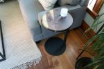 Live-edge Walnut round industrial side table | Tables by Hazel Oak Farms. Item made of walnut with steel