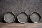 Set of 4 cake plates - (set nr7) STC organic natural shape | Dinnerware by Laima Ceramics. Item made of stoneware works with minimalism style