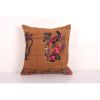 Vintage Handwoven Floral Pattern Square Kilim Pillow, Needle | Cushion in Pillows by Vintage Pillows Store