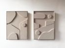 Modern Diptych Wall Art Set (2 Pieces) – Textured 3D Plaster Sculptures in Natural Brown, Minimalist Home Decoration & Housewarming Gift | Wall Sculpture in Wall Hangings by Vaiva Art Atelier