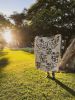 The LA CARA BEIGE Jacquard Woven Throw Blanket, Modern Decor | Linens & Bedding by Parker Heath | PAR  KER made. Item made of cotton with fiber works with boho & mid century modern style