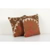 Set of Two Brown Suzani Cushion Cover, Suzani Pillow Case | Pillows by Vintage Pillows Store. Item composed of fabric