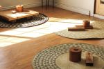 Black Triangle Mat | 4' Round | Natural Base | Rugs by NEEPA HUT. Item composed of fiber