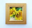 Sunflowers floral oil painting original framed 6x6, Mom gift | Oil And Acrylic Painting in Paintings by Natart. Item made of canvas with synthetic works with contemporary style