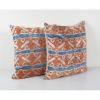 Square Apricot Ikat Velvet Pillow Cover - Set Silk Ikat Velv | Cushion in Pillows by Vintage Pillows Store