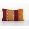 Turkish Lumbar Pillow Cover, Orange Wool Sofa Rug Cushion, A | Pillows by Vintage Pillows Store