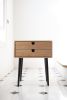 Bedside Table - Two drawers and Retro Legs | Tables by Manuel Barrera Habitables. Item composed of oak wood in scandinavian style