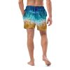 Men's Swim Trunks - Good Tidings - Fluid Blue Gold | Work by Eman's Gallery