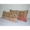 Set of Two Distressed Turkish Oushak Rug Pillow Cover | Sham in Linens & Bedding by Vintage Pillows Store. Item made of wool with fiber