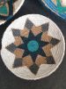4 Pieces Natural Blue Wall Hanging African Wall Basket | Decorative Plate in Decorative Objects by Sarmal Design. Item made of bamboo & cotton compatible with boho and mid century modern style