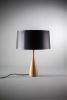Modern Wood Table Lamp with Shade | Lamps by Manuel Barrera Habitables. Item composed of wood and cotton