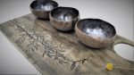Handcrafted Ceramic Serving Platter with 3 bowls | Serveware by YomYomceramic. Item composed of ceramic