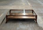Modern Rectangular Wood Coffee Table with Glass Top, USA made | Tables by Marco Bogazzi