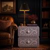 Handmade Bone Inlay Nightstand 2 Drawer Boho Moroccan Bedside Table | Storage by IKKAZA