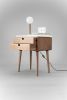 Bedside Table with Two Drawers and on Top Carrara Marble | Tables by Manuel Barrera Habitables. Item composed of oak wood