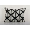 Ikat Velvet Pillow, Silk Lumbar Cushion Cover, Pair Black | Pillows by Vintage Pillows Store
