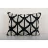 Ikat Velvet Pillow, Silk Lumbar Cushion Cover, Pair Black | Pillows by Vintage Pillows Store