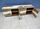 Chestnut Tree White Epoxy Resin Television unit | Media Console in Storage by LuxuryEpoxyFurniture. Item made of wood & synthetic