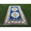nteresting Pattern Blue Color Rug, Mid Century Modern | Runner Rug in Rugs by Vintage Pillows Store. Item composed of cotton