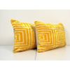 Christmas gift Pillow - Set of Two Yellow Silk Ikat Velvet P | Sham in Linens & Bedding by Vintage Pillows Store. Item composed of cotton and fiber
