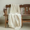 Ivory French Wool Boucle End Blanket 63x118 | Throw in Linens & Bedding by Vantage Design