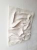 Textured 3D Plaster Painting: Handmade Beige & White Relief Wall Art, Folded Fabric Effect | Wall Sculpture in Wall Hangings by Vaiva Art Atelier