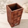 Wood Wine Holder, Geometric Marquetry Decor, Scandinavian Minimalist Accent | Candle Holder in Decorative Objects by Vesta Corte