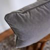 Soft Grey Mohair with Grey Brown Leather Welt Pillow 16x24 | Pillows by Vantage Design