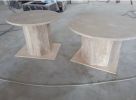 Travertine Coffee Table Set: Round Side Tables | Tables by AEGEAN MARBLE ARTISAN ATELIER