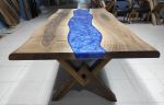 Dark Walnut Living Edge Epoxy Dining Table, Kitchen table | Tables by LuxuryEpoxyFurniture. Item composed of wood & synthetic