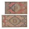 Set of Two Distressed Turkish Small Rug - a Pair | Area Rug in Rugs by Vintage Pillows Store. Item made of cotton with fiber