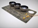 Handcrafted Ceramic Serving Platter with 3 bowls | Serveware by YomYomceramic. Item composed of ceramic